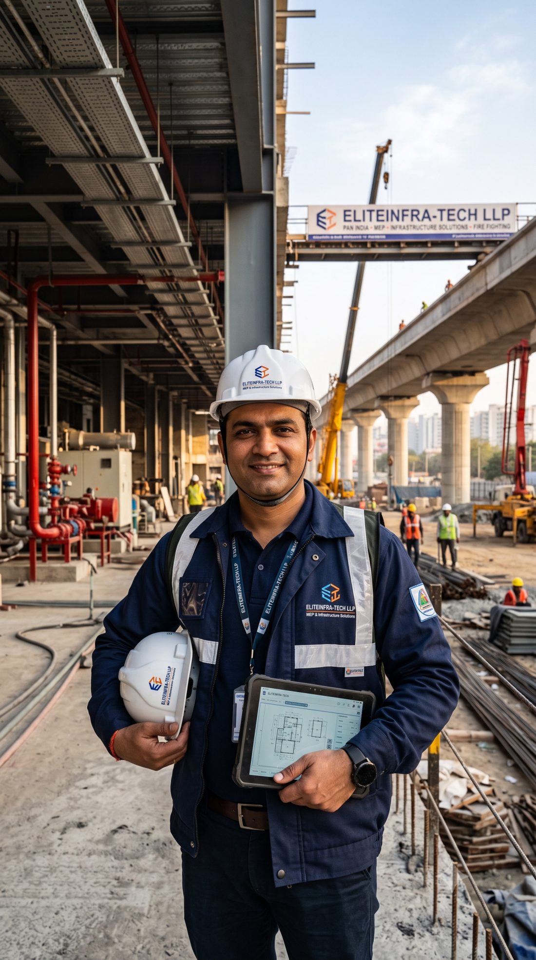 ELITEINFRA-TECH LLP engineer on an active infrastructure site